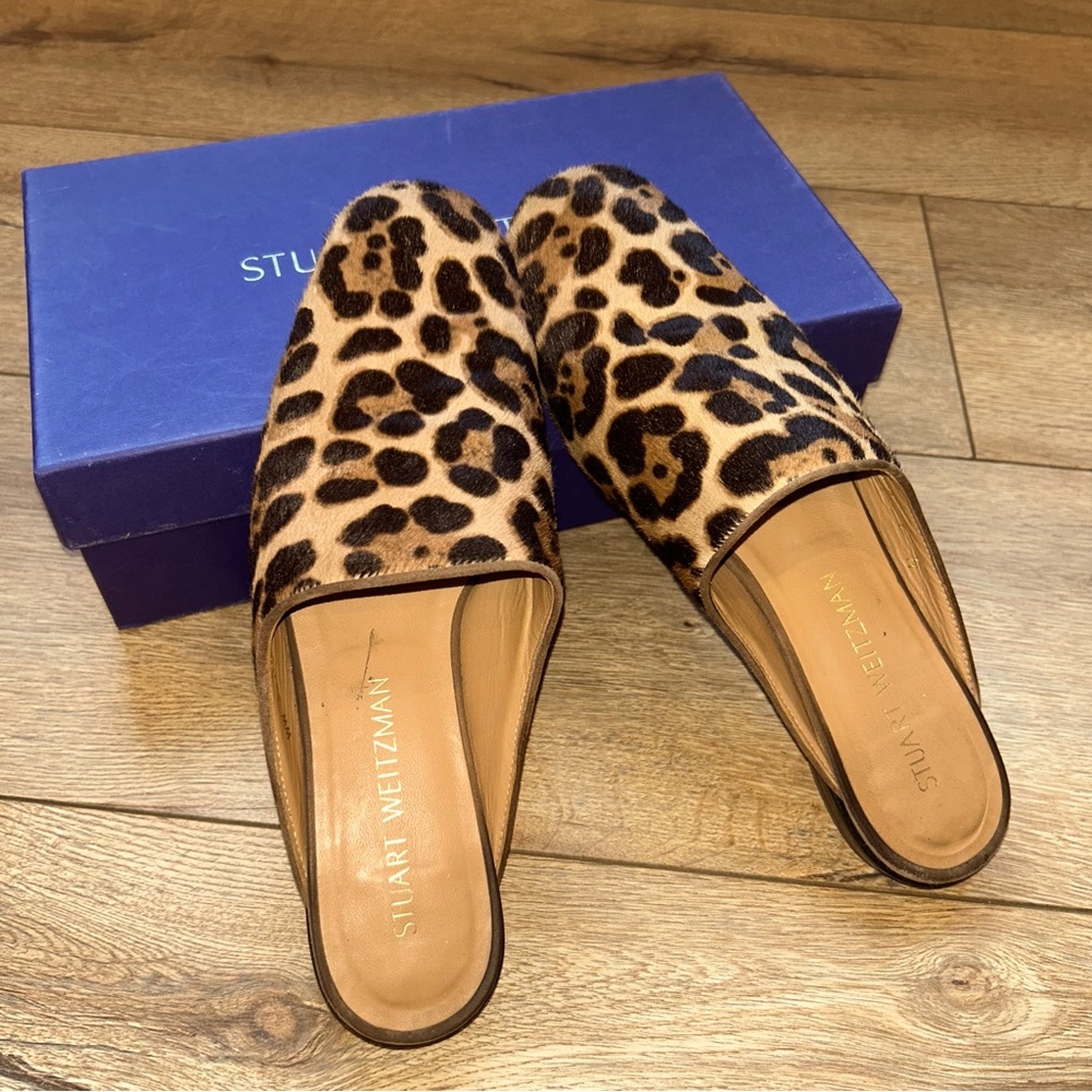 Authentic Stuart Weitzman Leopard Mules